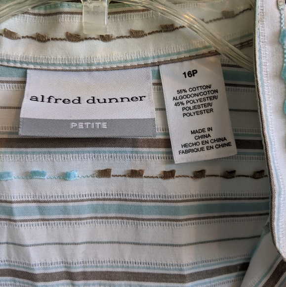 Alfred Dunner Mint and Brown Embroidered Blouse - Picture 6 of 6